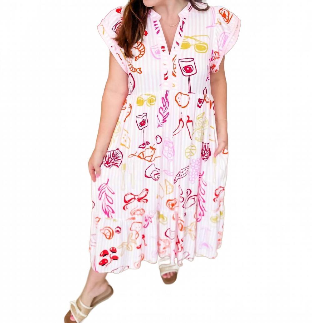 NEW ENTRO sorbet sunset midi dress in pink
